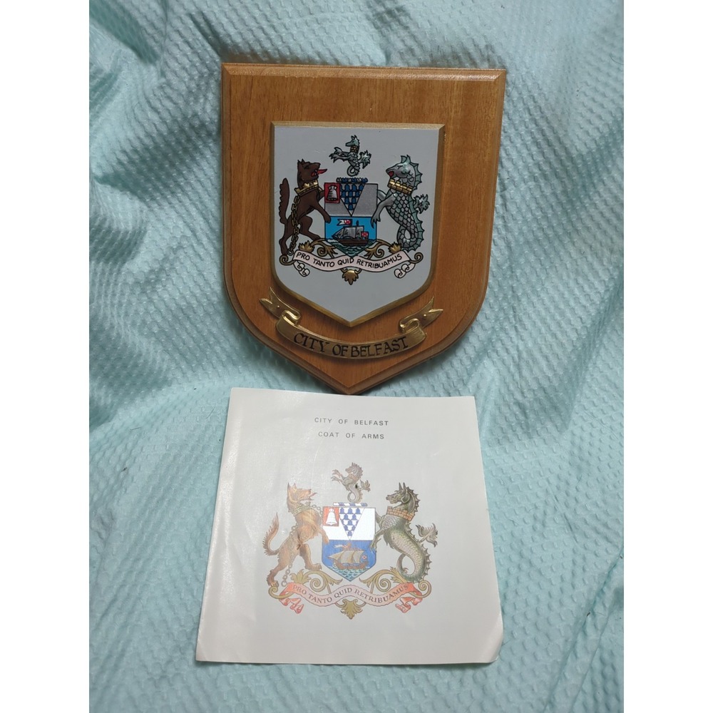 Rare The City Of Belfast CREST SHIELD Wood Plaque.